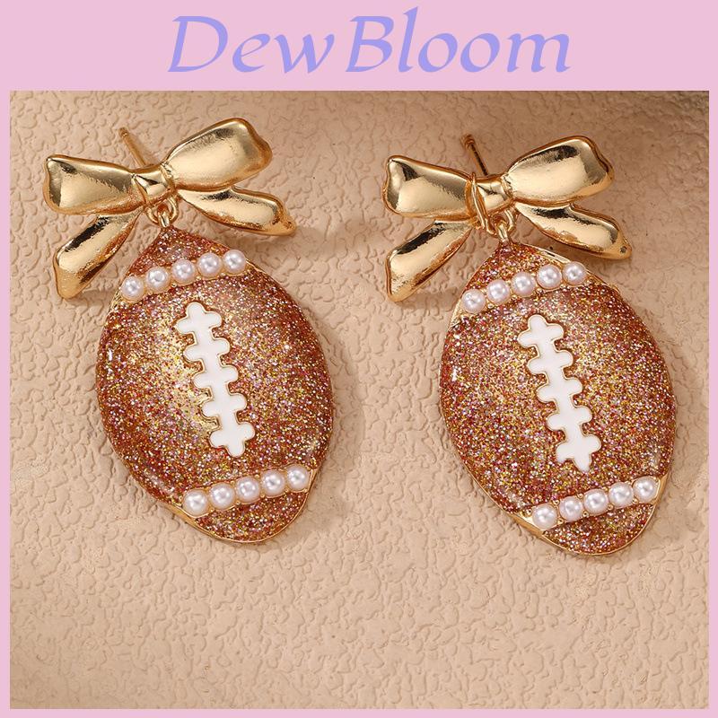 Super Bowl Football Ohrringe für Damen aus Zinklegierung Handwerk Stilvolles Feder Schmuckaccessoire