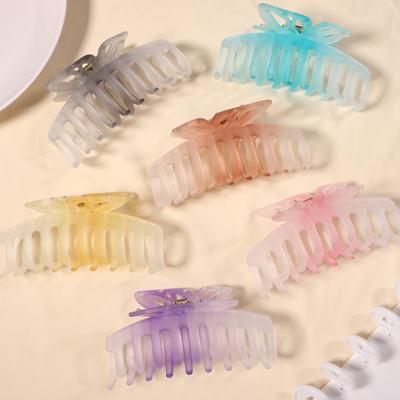 Frosted Butterfly Shark Hair Clip - Elegant Square Grip Accessory for Women