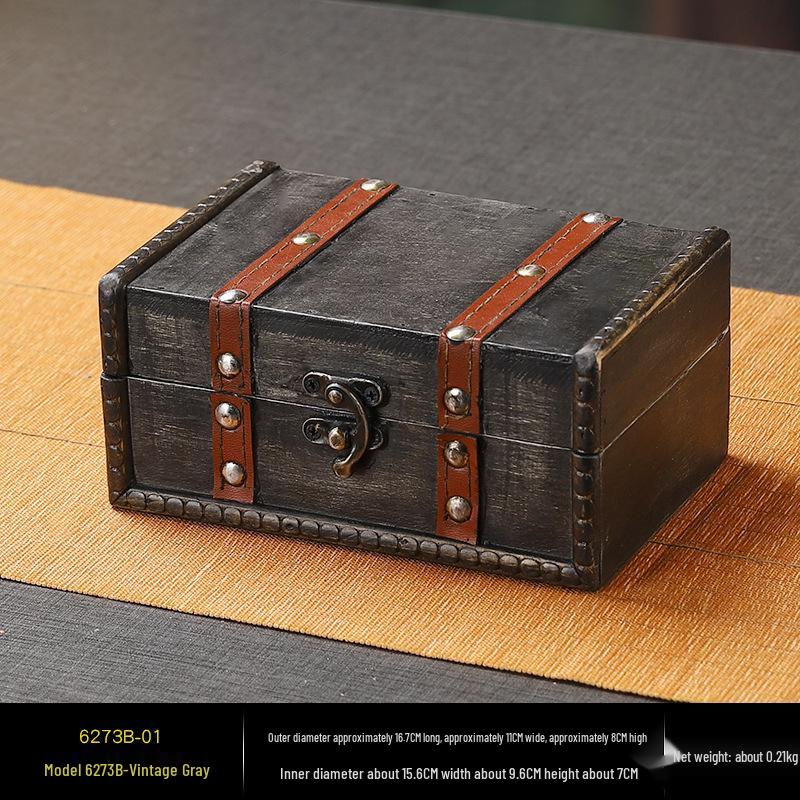 Винтажный деревянный запирающийся ящик для хранения ювелирных изделий и аксессуаров