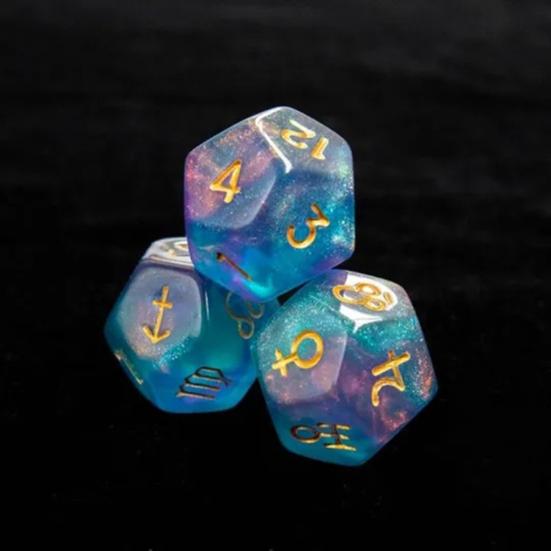 3 sztuki/zestaw kości astrologicznych 12-ścienne kostki dwunastościenne z dwunastoma znakami zodiaku złote konstelacje żywiczne szczęśliwe kostki