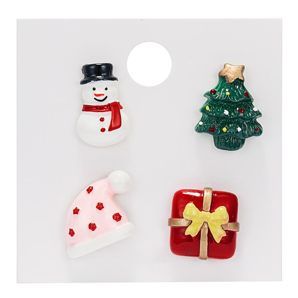 Classic Cute Cartoon Christmas Series Brooches Set for Women 3pcs Snowman Santa Claus Elk Acrylic Pin Party Jewelry Accessories
