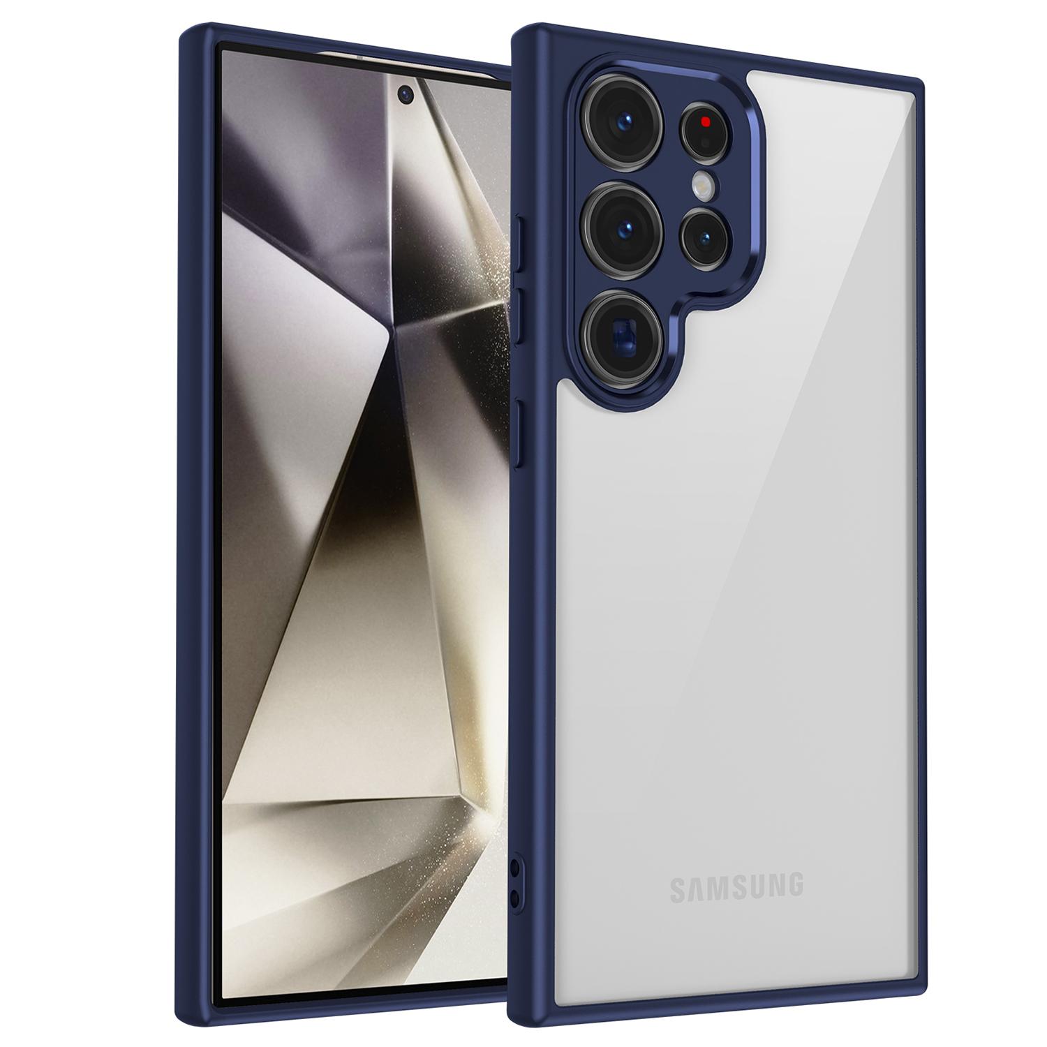 

For Samsung Galaxy S25 Ultra Case Matte Skin Touch Clear PC+TPU Shockproof Phone Back Cover Blue