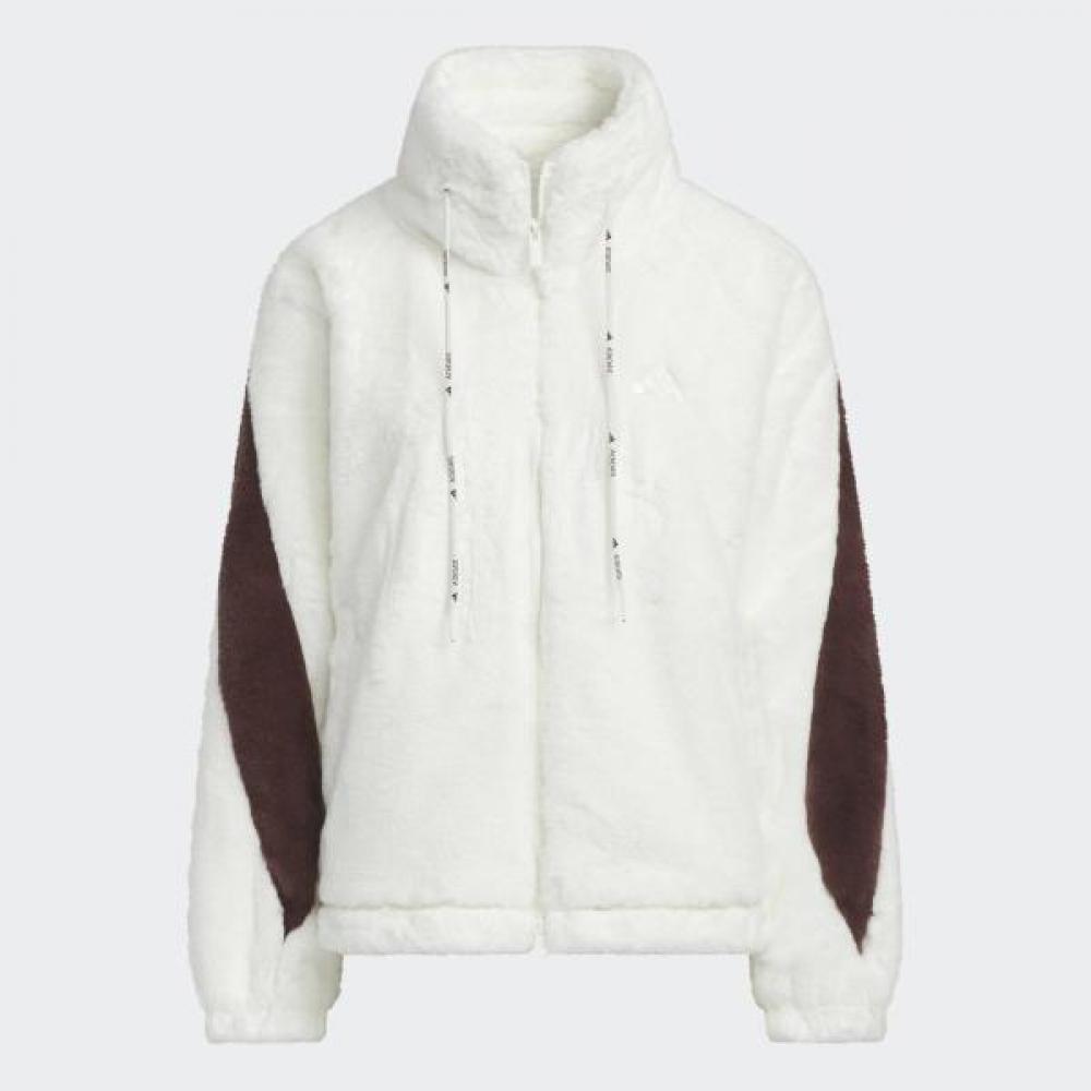 AdidaS Women S Warm Faux Fur overSized Jacket With Drawcord