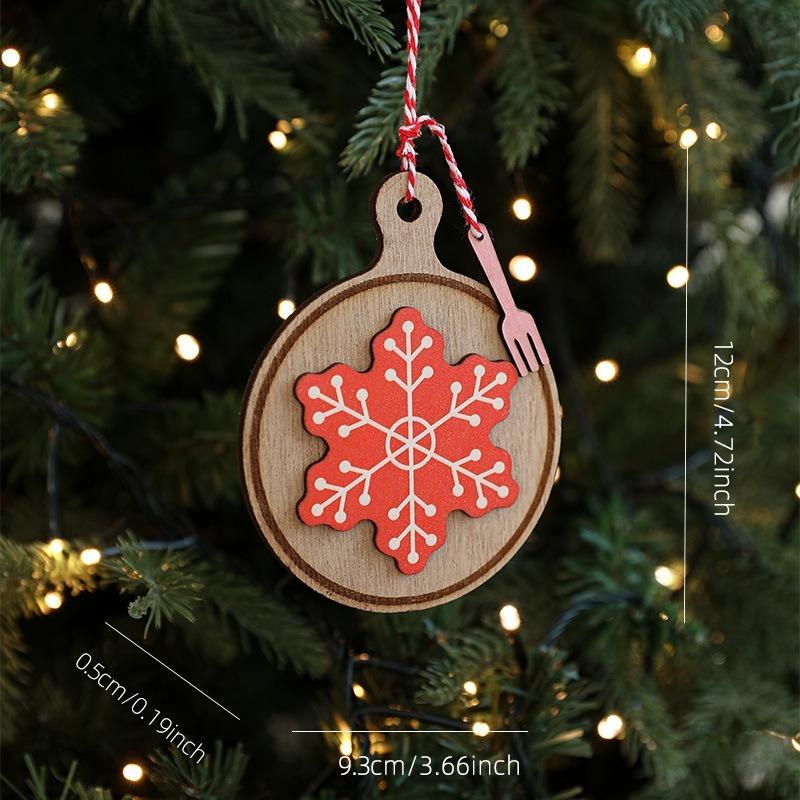 Wooden Christmas Round Wooden Sign Decoration Pendant Elk Santa Claus Christmas Tree Decoration