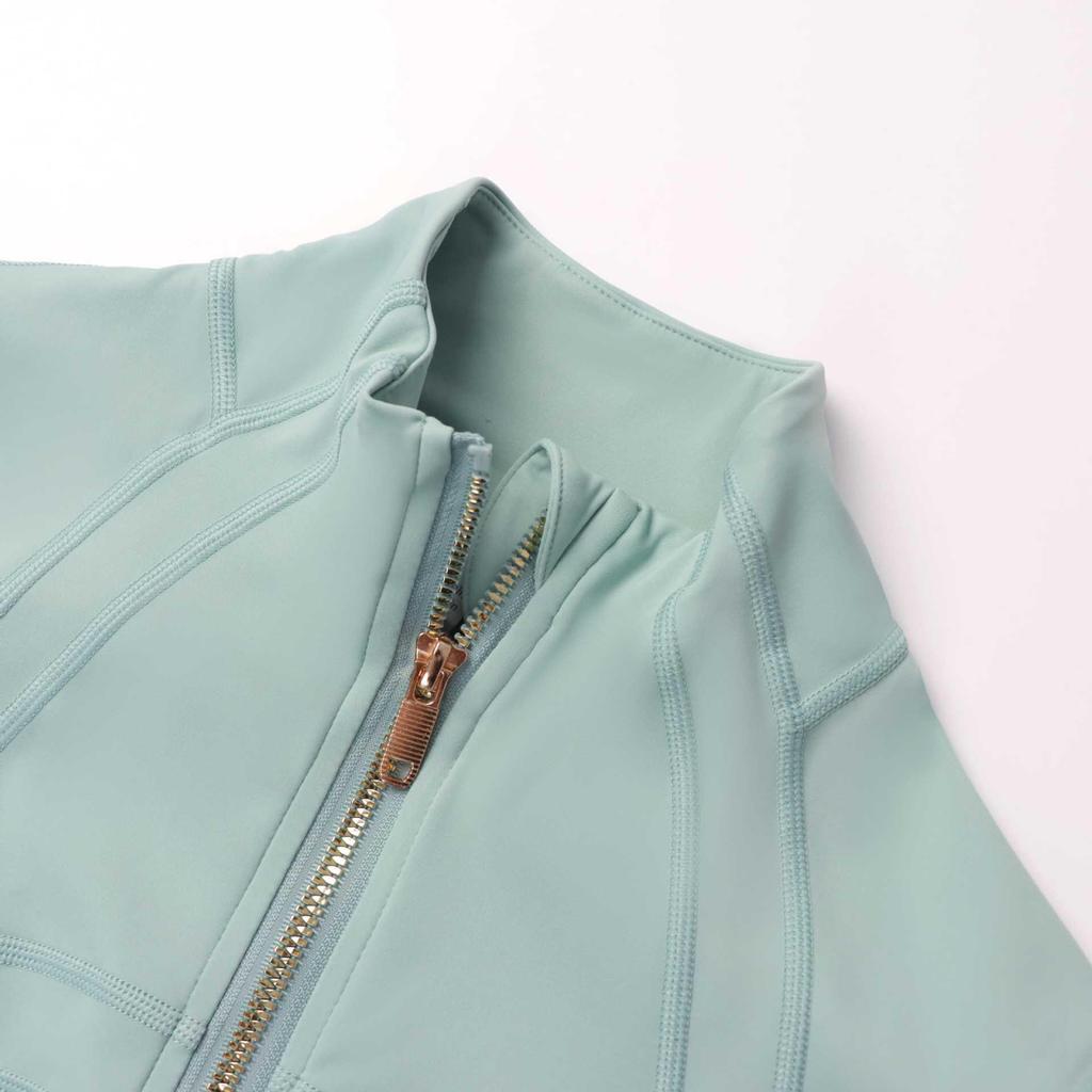 Giacca Sportiva da Donna Slim Fit con Zip Dorata - Collo Alto, Manica Lunga, Alta Elasticità, Abbigliamento Fitness Yoga