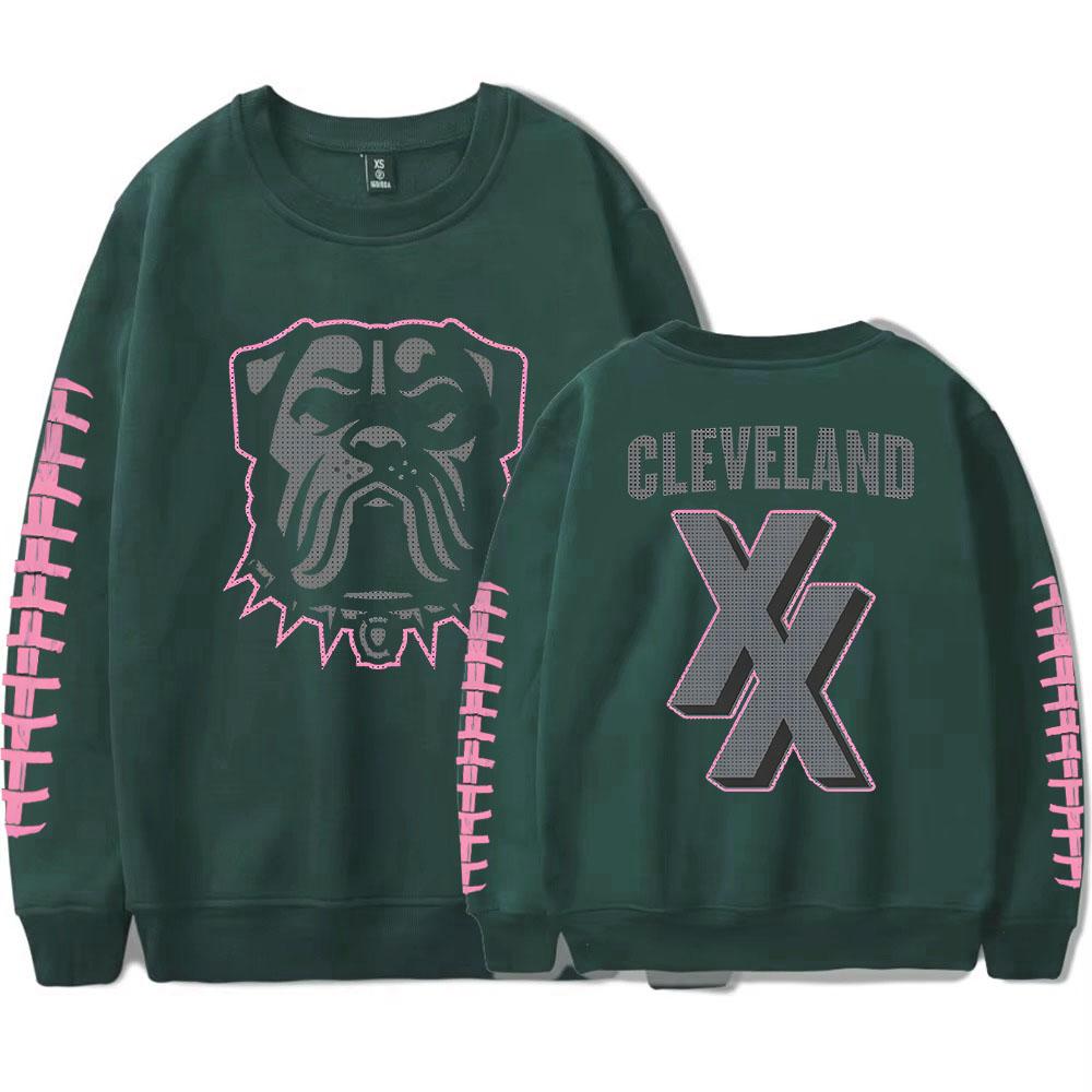 Mgk X Cleveland Browns Crewneck Sweatshirts Long Sleeve Fashion Fleece Pullovers Casual Unisex Streetwear Men Women Clothing