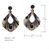 Bohemian Peacock Feather Long Earrings Wooden Earrings Retro Ethnic Style