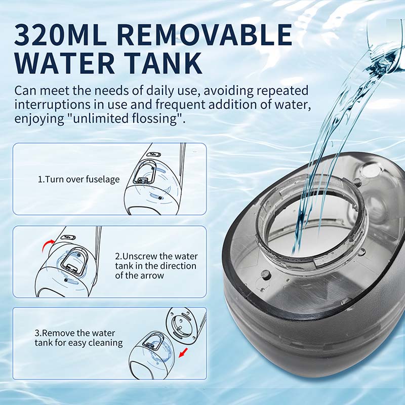 Smart Electrical Dental Water Flosser Cordless IPX7 Waterproof for Dental Health and Teeth Whitening