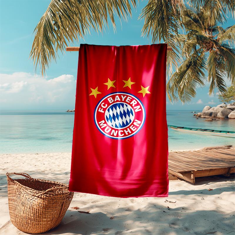 proof beach towel with FC Bayern München logo pattern - soft,absorbent,quick-drying,machine washable - perfect for swimming,camping,bathing