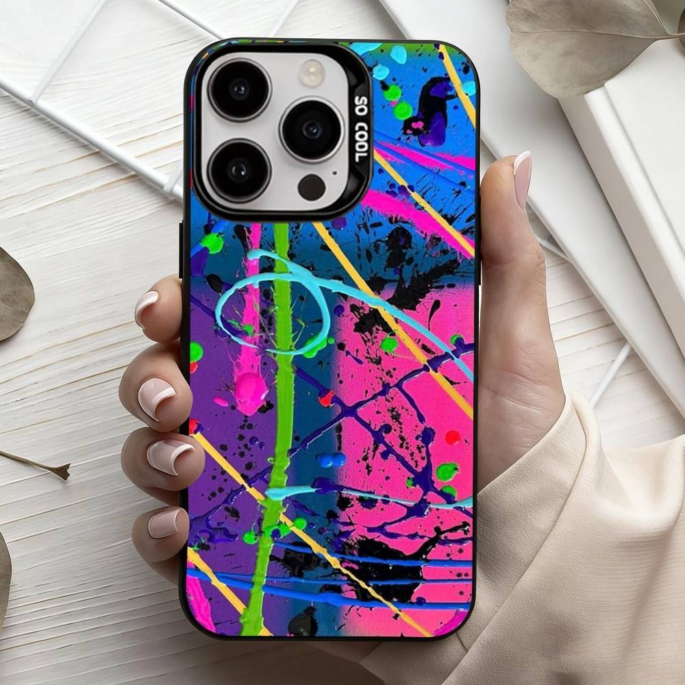 Cool C-Colorful G-Graffiti Phone Case For iPhone17,16,15,14,13,12,11 Plus,Pro Max Candy Silver Plated Inside Cover