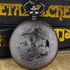 10pcs/lot Wholesale Black Vintage Quartz Pocket Watch Dragon Engraved Flip Roman Dial Students Gift Men Women Necklace Clock