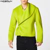 INCERUN Blazer corto da uomo con risvolto, manica lunga, incrociato lateralmente, giacche casual, cappotti