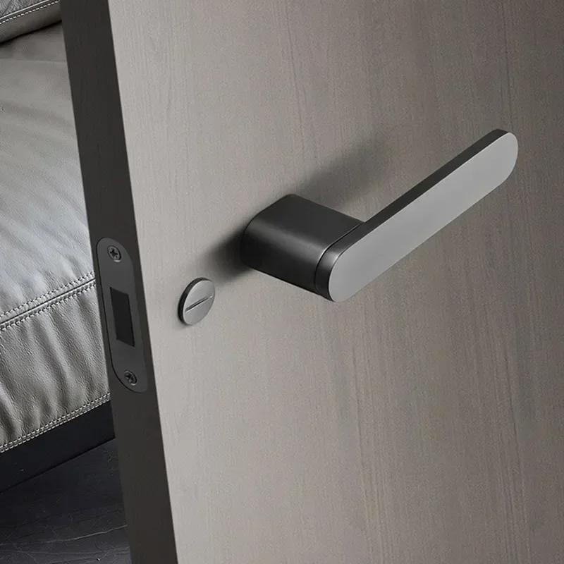 Bedroom Silent Magnetic Suction Door Lock Zinc Alloy Security Door Locks Indoor Wooden Door Handle Lockset Furniture Hardware