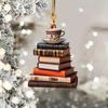 5 Piece Acrylic Book Inspired 2D Pendant Creative Christmas Tree Car Mirror Pendant Bag Keychain Christmas Acrylic Decorations