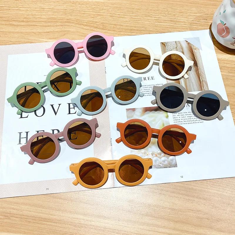 Fashion Children'S Color Round Frame Light Pc Cute Small Face Sunglasses New Kids Outdoor Protective Sun Glasses Uv400 Eyewear