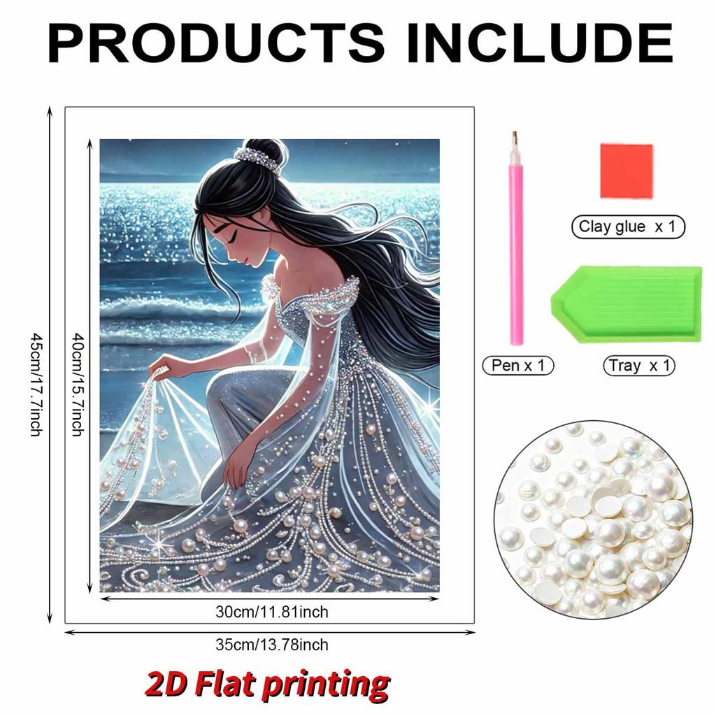 Disney Pearl Painting Seaside Pearl Princess Creative Art 5D Pearl Embroidery Cross Stitch Kit Handmade DIY Home and Room Decor Gift