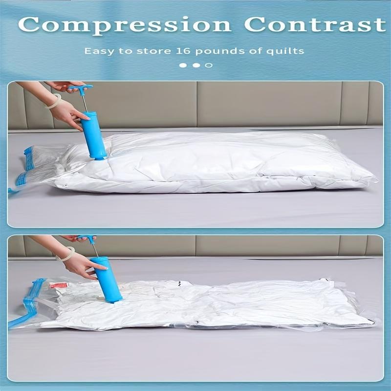 5pcs Extra Large Vacuum Storage Bag Set (15.75x23.62inch with 1 Manual Pump) - Space Saving, Sealed Compression, Dustproof and Moistureproof,