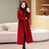 Red Double-sided Wool Coat Women's Extended Autumn and Winter New Wedding Thin Temperament Wool Coat