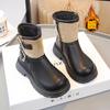 Girls Martin Boots British Fashion Children's Short Boots 2025 Winter New Velvet Thermal Cotton Boots Girls Leather Boots