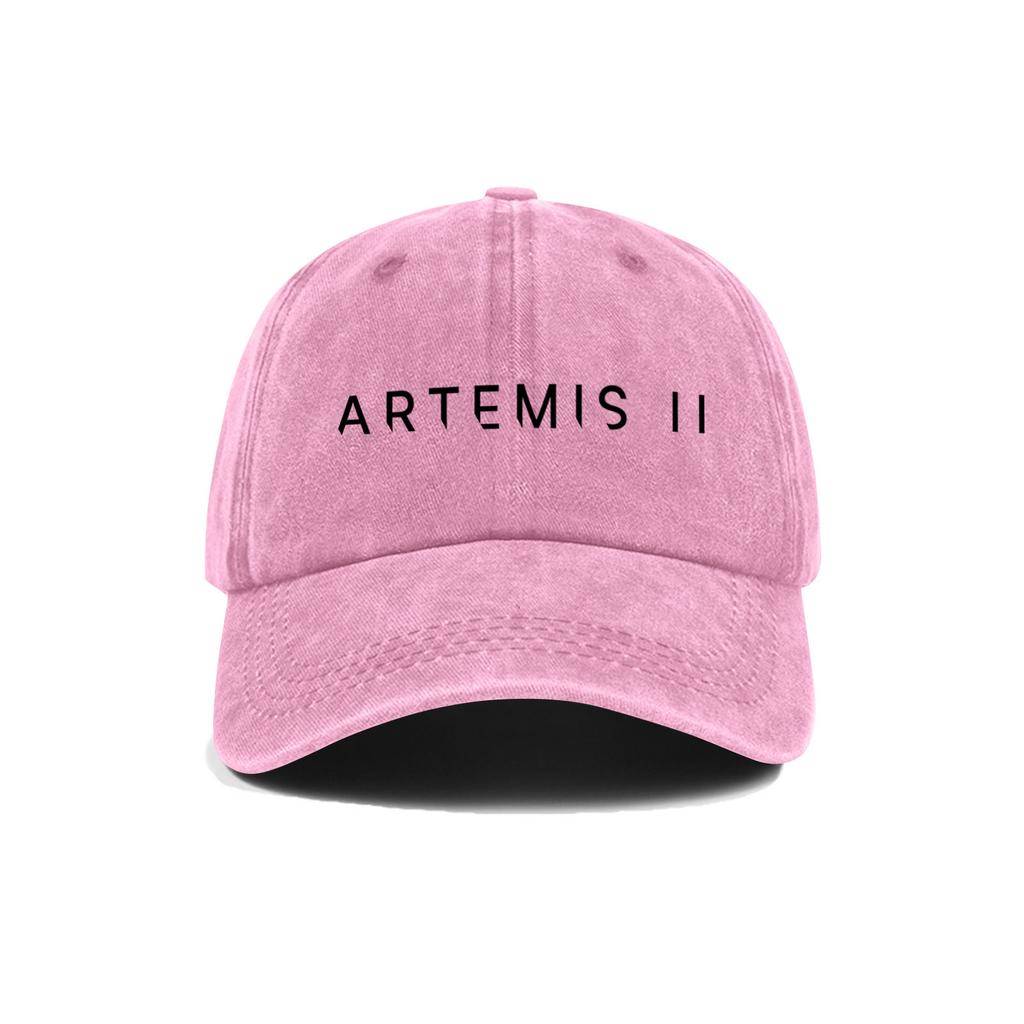 Casual Unisex Adjustable Baseball Cap Featuring Artemis II Embroidered Design Durable Cotton Twill Fabric Structured Crown Low Profile Visor