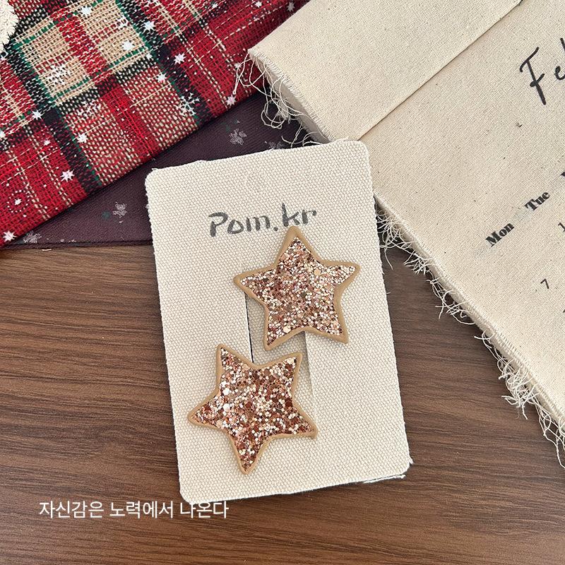 Neuer Süßer und Niedlicher Kinderstil Feiner Glitzernder Fünfzackiger Stern Herz Mode Haarspange Paillettenstern Gebrochene Haarspange Mädchen Haaraccessoire