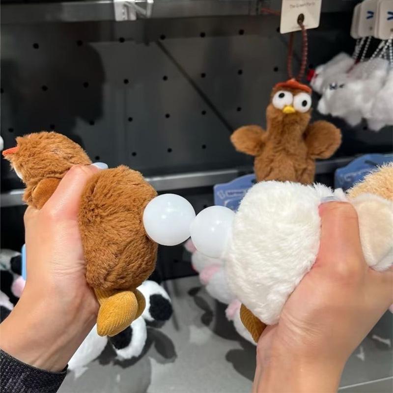 12cm Cute Chicken Doll Backpack Pendant Keychain Decompression Egg Laying Rooster Children's Backpack Decoration Birthday Gift