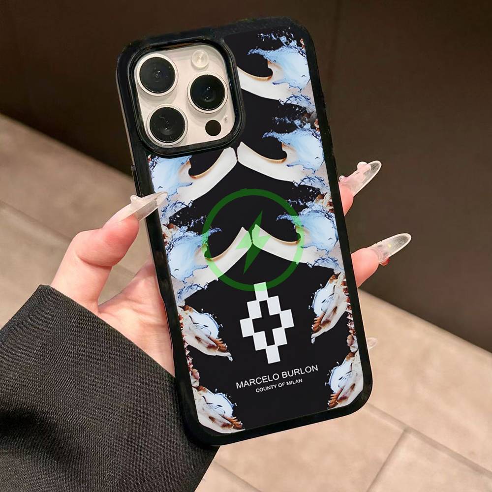 M-MARCELO B-BURLON Magnetic Wireless Phone Case For IPhone 17 16 15 14 Plus 13 12 11 Pro Max