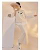 White Beaded Embroidery Vest with Stand-up Collar Shirt and Skirt - New Chinese Style Suit for Women, NZ019