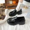 Damen Mary Jane Slipper Schuhe Frühling Herbst Punk Plateau Schuhe Slipper Mode PU Leder Schuhe Damen Ballerinas Schwarz