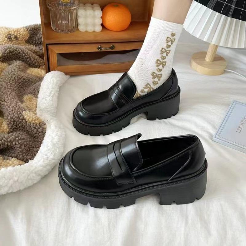 Damen Mary Jane Slipper Schuhe Frühling Herbst Punk Plateau Schuhe Slipper Mode PU Leder Schuhe Damen Ballerinas Schwarz