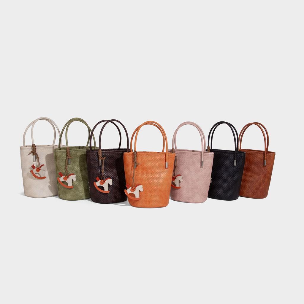 Cross-Border Bucket Bag 2025 New High-Quality Fashionable Woven Bag Casual Versatile Handbag Trendy Single Shoulder Crossbody