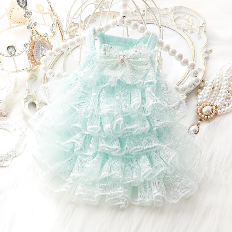 Dog Sling Cake Skirt Clothes Summer Thin Cat Princess Skirt Lace Star Wedding Dress Small Dog Teddy Pet Puppy Clothes