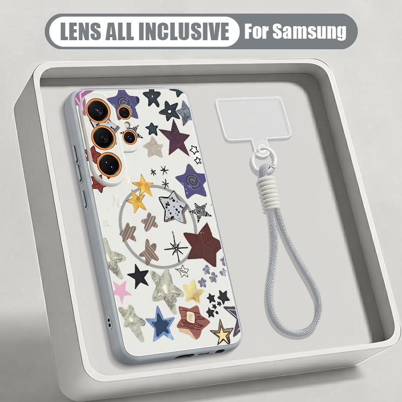 Colorful Stars Print Case For Samsung S26 Ultra S25 FE S24 S24 Plus A57 A37 A17 A56 A36 A16 A55 A35 A15 A54 5G Hybrid Magnetic Matte Cover