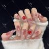 Crimson Diamond Shadow: Plum Jam Whitening Cat Eye Rose Handmade Nails