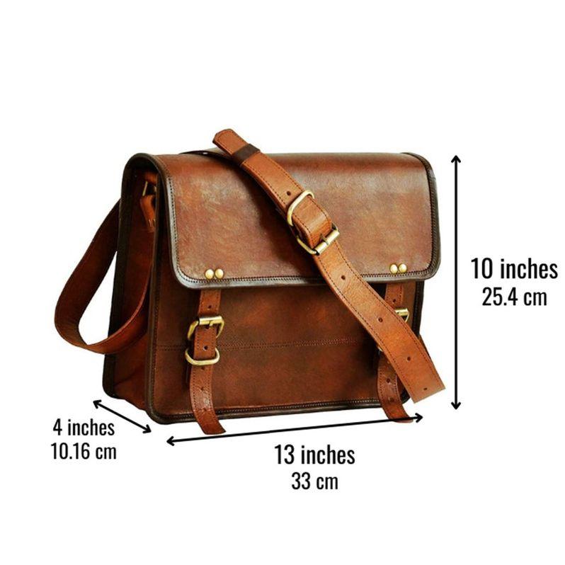 13" Leather Messenger Bag Laptop Case Office Briefcase Gift for Men Computer Distressed Shoulder Bag