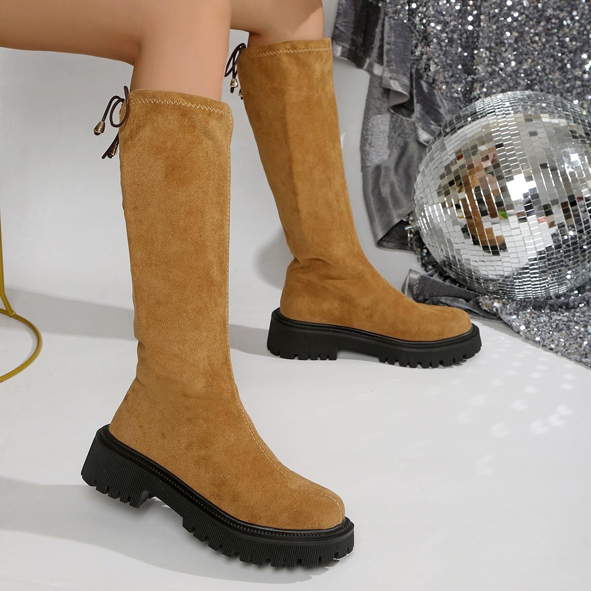 

Fashionable New Anti Slip Comfortable Banquet High-heeled Women s Shoes Women s Winter Round Toe Sexy Long Leg Knight Boots 36