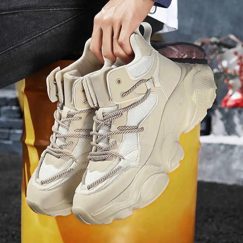 Lace-up Thick Heeled Shoes Boots Men Summer Boots Male Cheap Boots Sneakers Sports Sepatu Beskete Joggings Practice