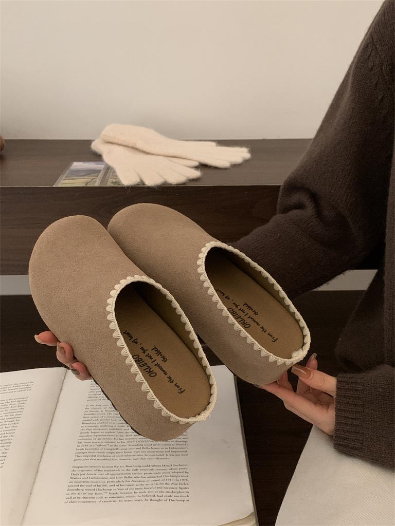 Retro non-slip thick-soled heightened half-drag Birkenstocks women's 2025 new autumn versatile soft-soled outer bag head slippers