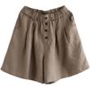 Women's Retro Cotton Linen Wide-Leg Shorts – Summer Loose Fit, Plus Size, Casual Five-Point Style