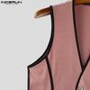 INCERUN 2PCS Men Sleeveless Stitching Waistcoat and Long Pants Outfits Sets