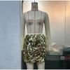 Falda Mini de Lentejuelas para Mujer a la Moda Falda Brillante Falda Corta de Danza del Vientre Ropa de Club Disfraz de Festival para Concierto Ropa de Calle