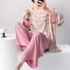 Spring/Summer new cotton silk new Chinese floral print pajamas, women's frog button loungewear, cotton silk set, vintage national style