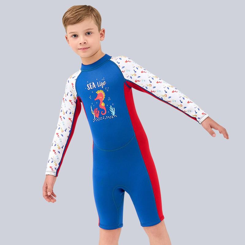 

24 One-piece 2.5MM Diving Suit Children Cold-proof Wear-resistant Snorkeling Wet Warm Integrated SCR Swimsuit XXL(140CM-150CM)