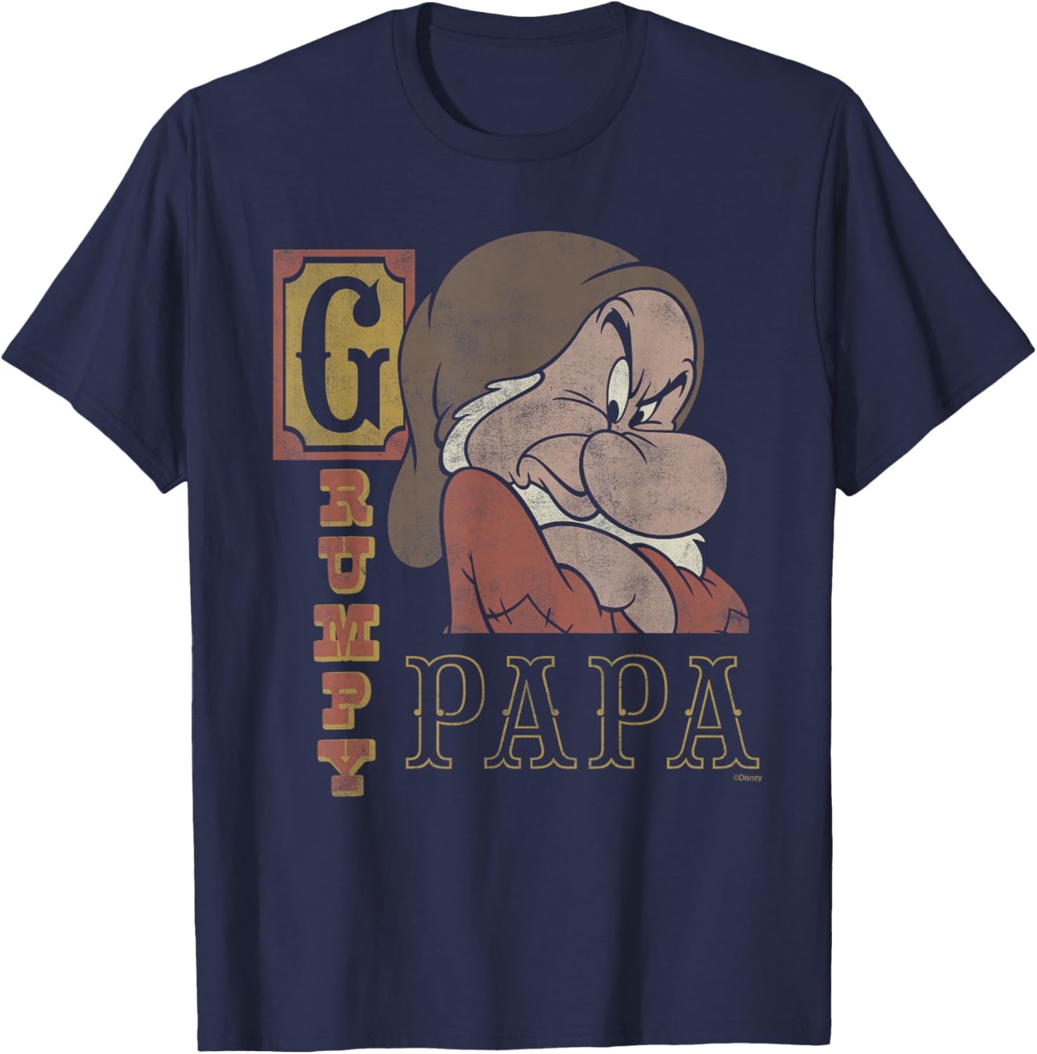 T-shirt Disney Blanche-Neige et les Sept Nains Grincheux Papa XXXL bleu marine