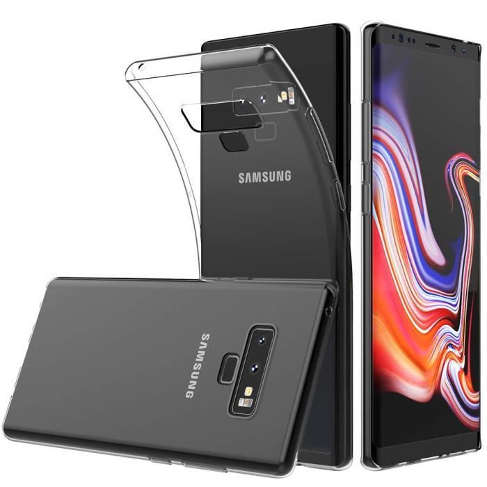 Samsung Galaxy NOTE 9 Case - Transparent Silicone + Full Curved Plastic Screen Protector [Phonillico®]