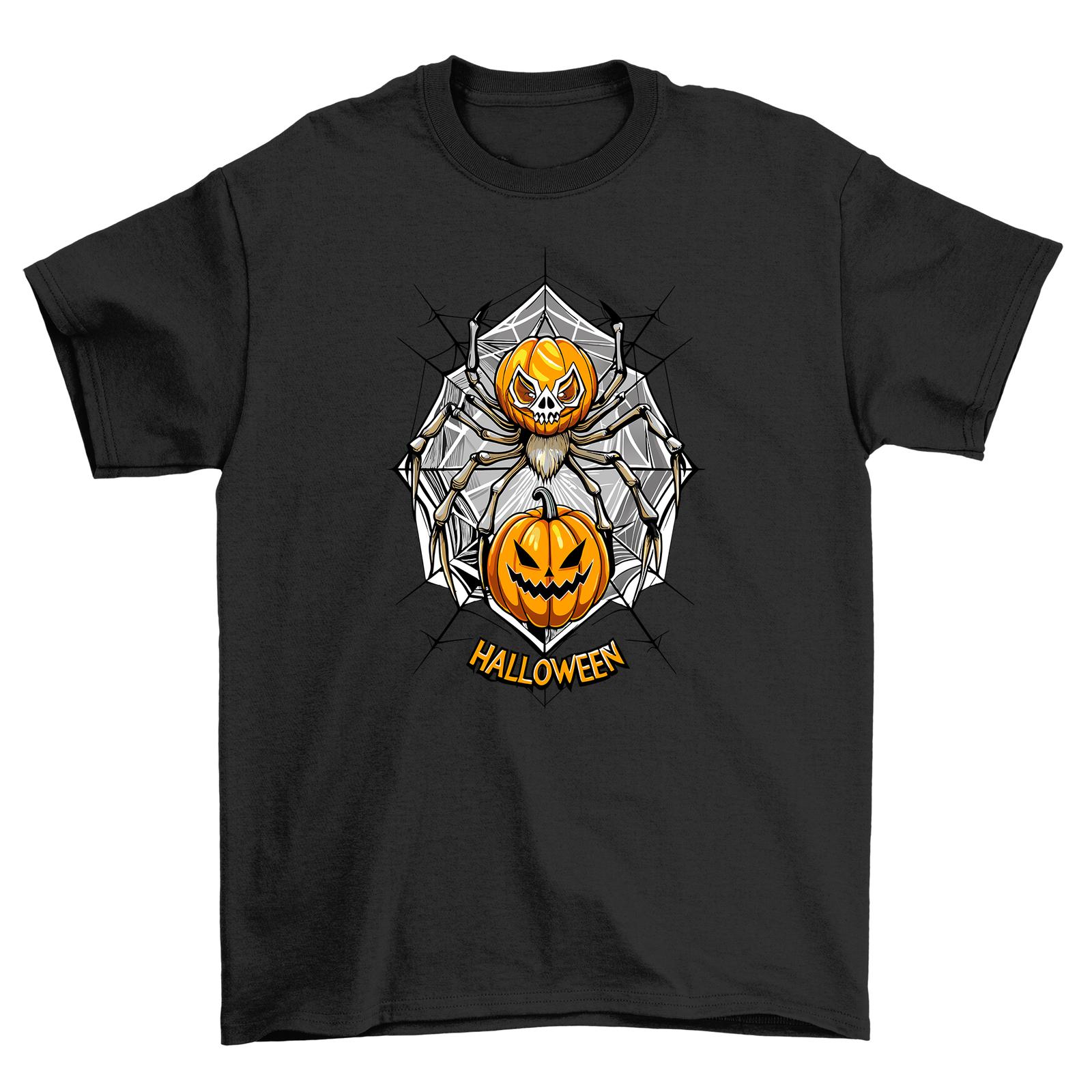 Halloween_293 Spider and Pumpkin T-Shirt Mens Womens Tees Top - Creep it real in style! Funny Unisex L