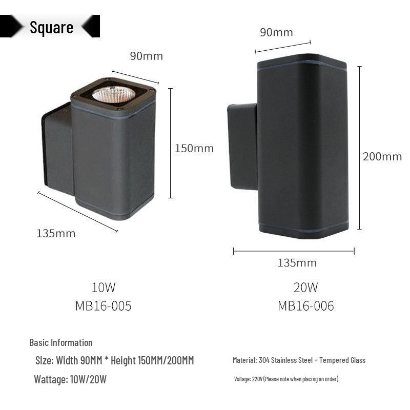 Double-Headed Waterproof LED Wall Lamp for Outdoor Use