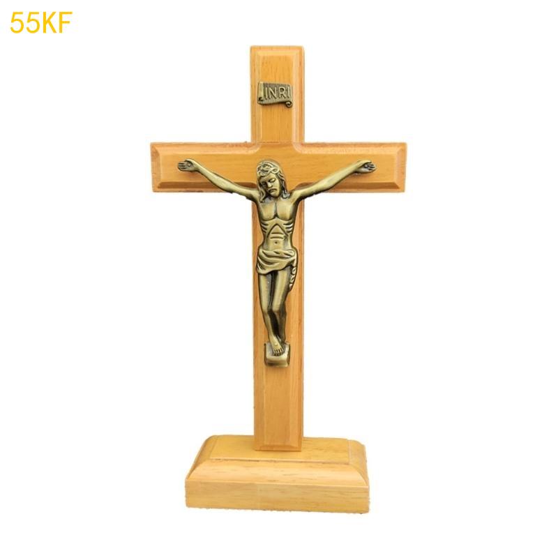 55KF Catholic Jesus Standing Crucifix Church Prayer Tabletop Decoration