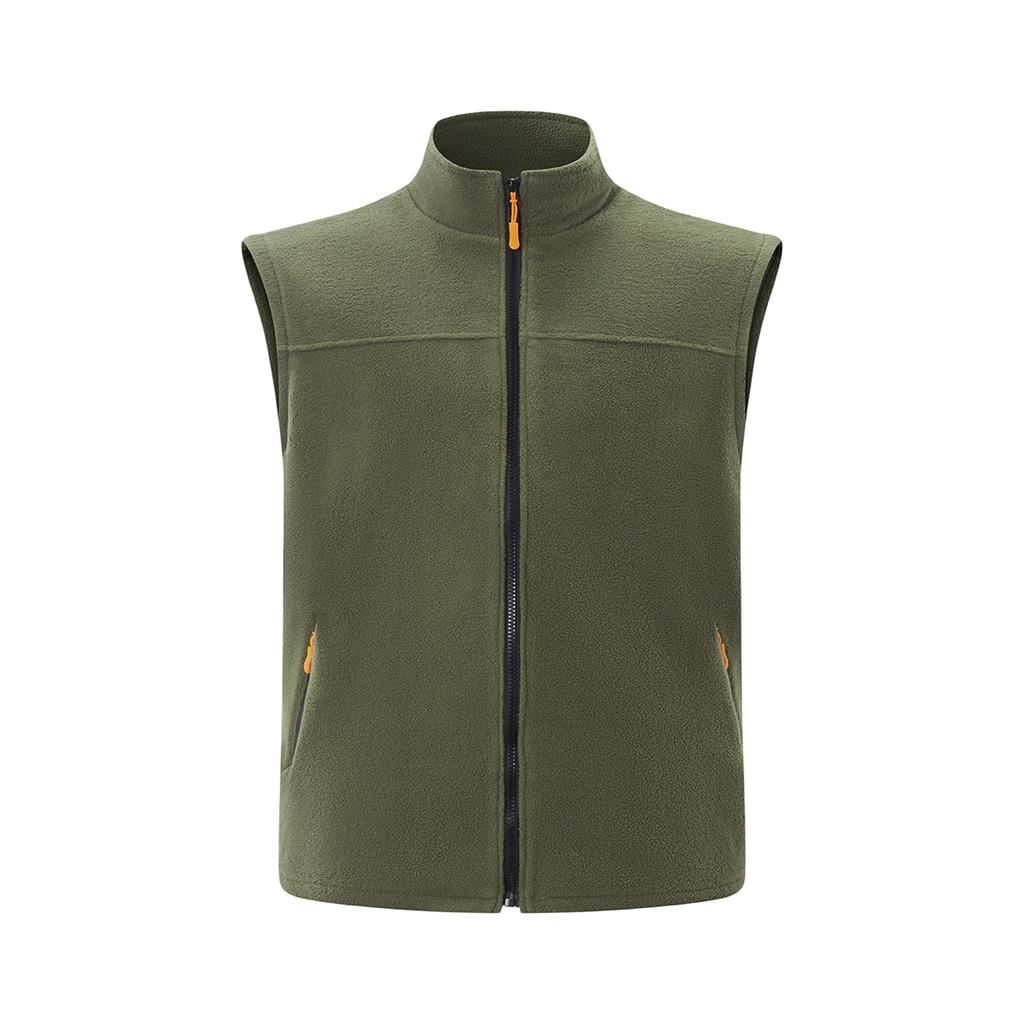 Men's Warm Casual Vest with Stand Collar and Zipper Pockets for Fall and Winter