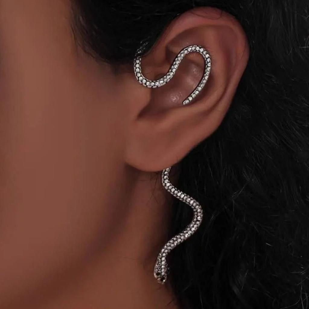 Snake Shaped Ear Cuff Textured Metal No Piercing Ear Wrap Clip for Women